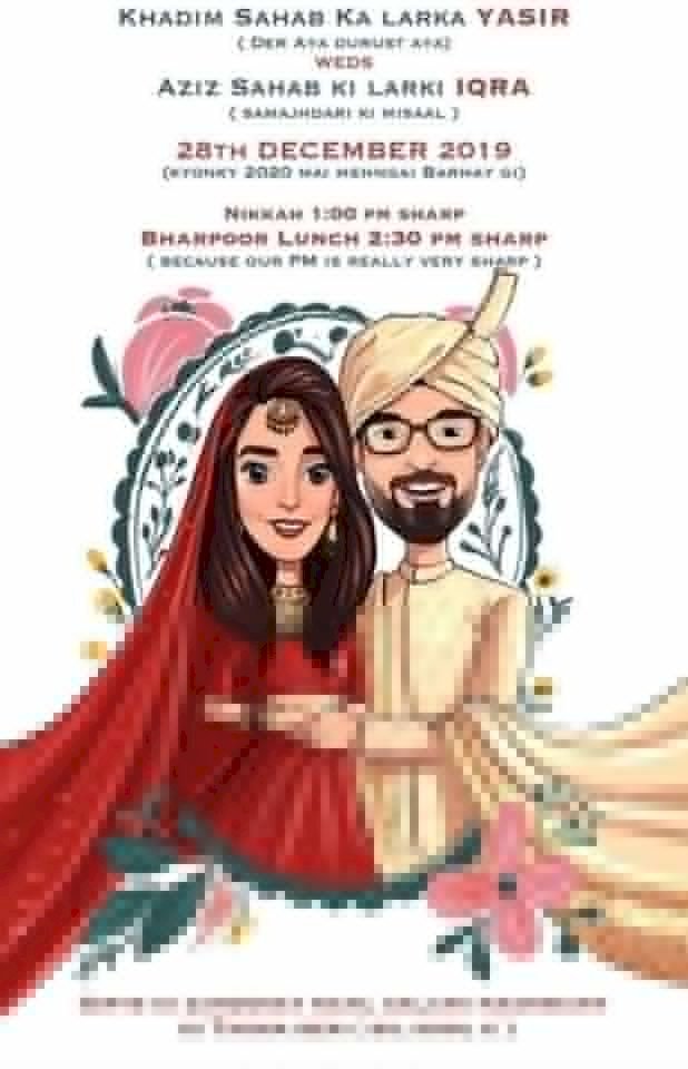 The Wittiest & Smartest Wedding Card Of Iqra Aziz And Yasir Hussain Is Here!